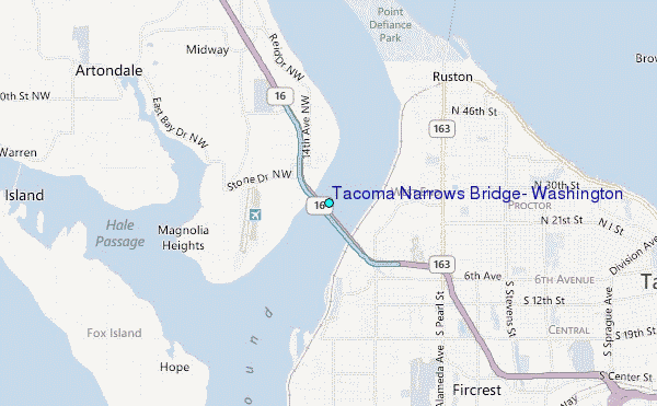 tacoma narrows bridge washington 12 TACOMA NARROWS BRIDGE MAP