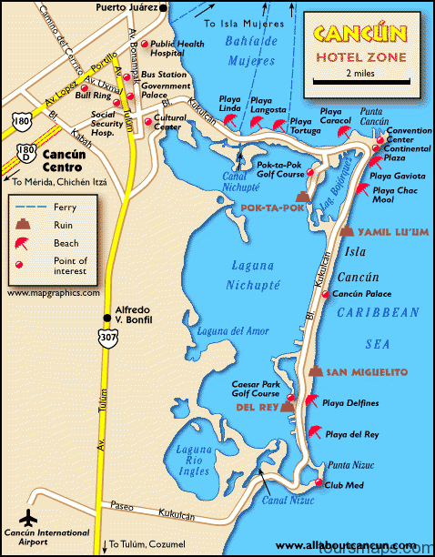 cancun hotel zone map Map of Cancun Mexico