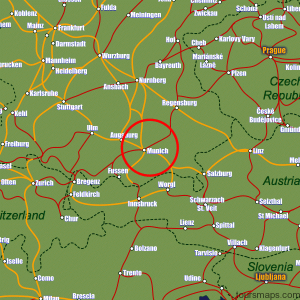 germany rail showing munich Map of Munich Germany