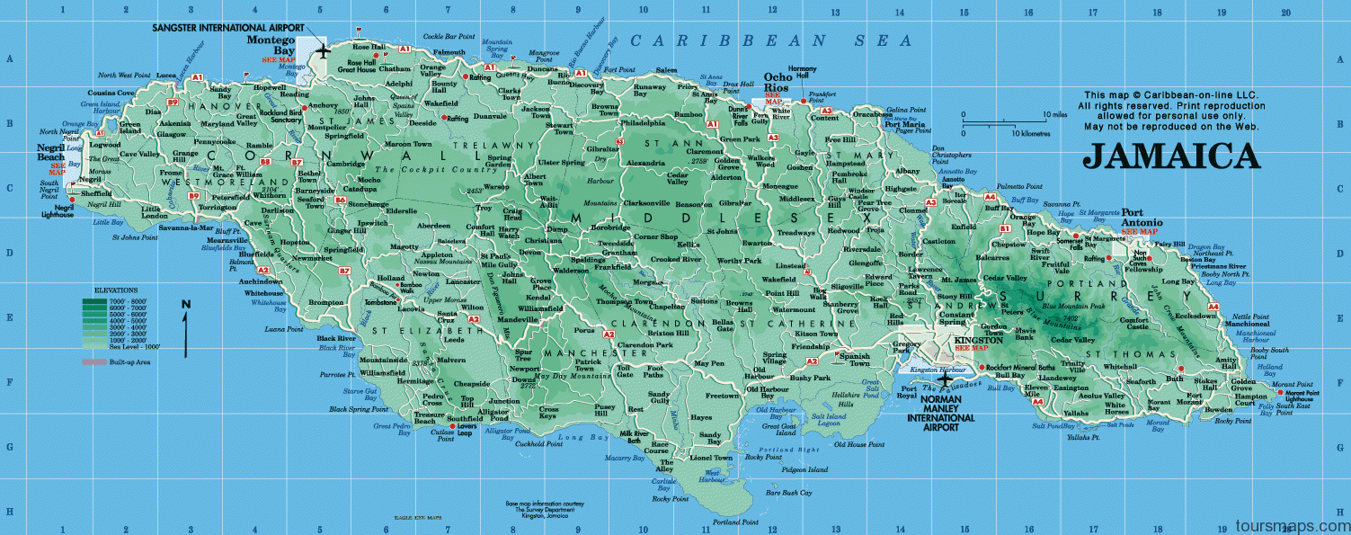 map of jamaica Jamaica Map