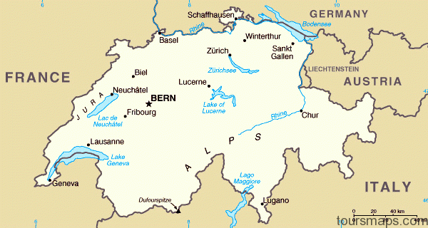 map swiss Map of SWITZERLAND Geneva