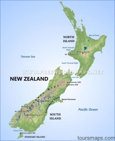 new zealand physical map Map of New Zealand