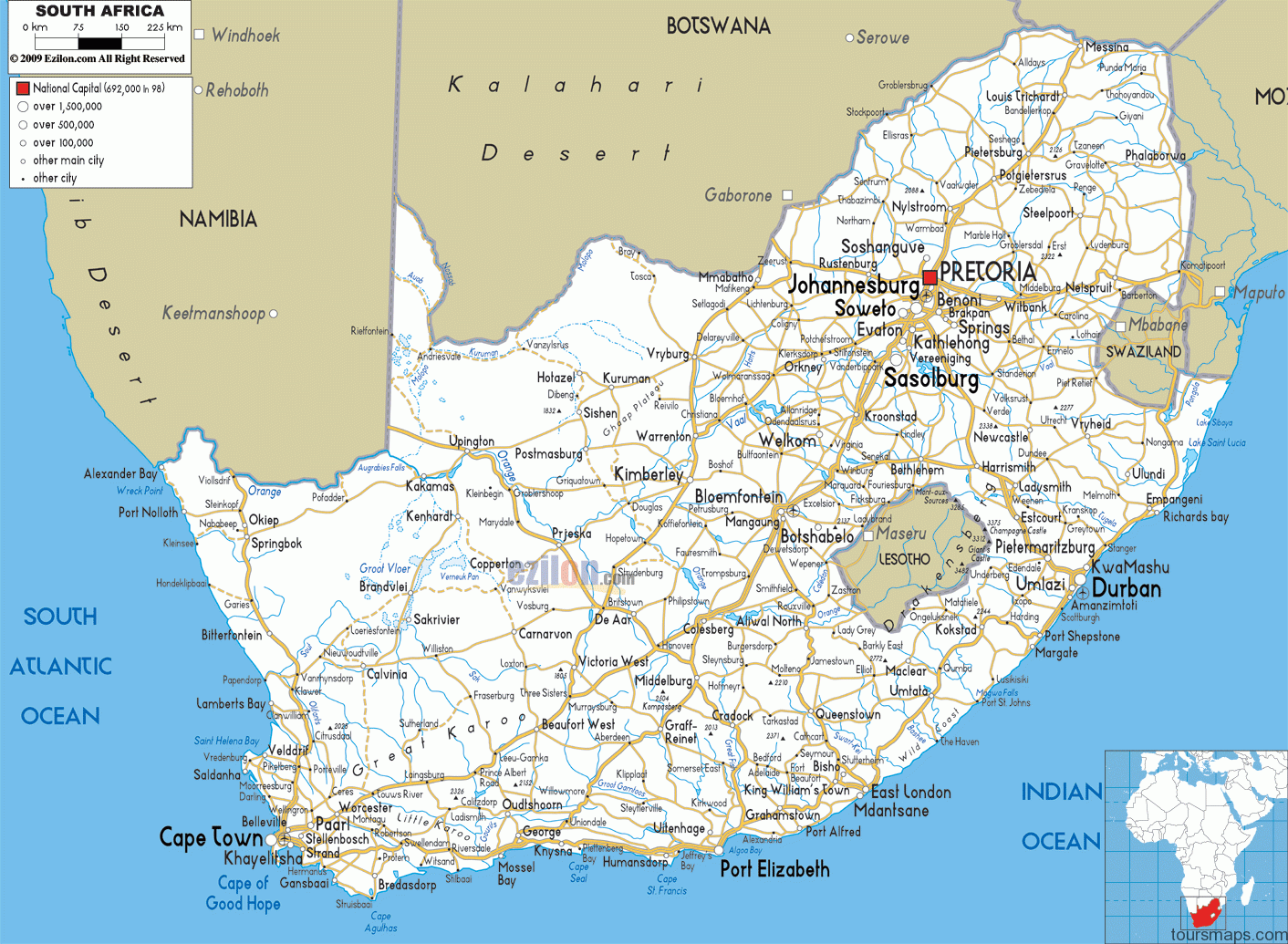 road map of south african Map of South Africa
