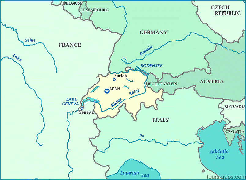 switzerland map Map of SWITZERLAND Geneva