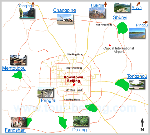 beijing featured suburbs map Beijing Map