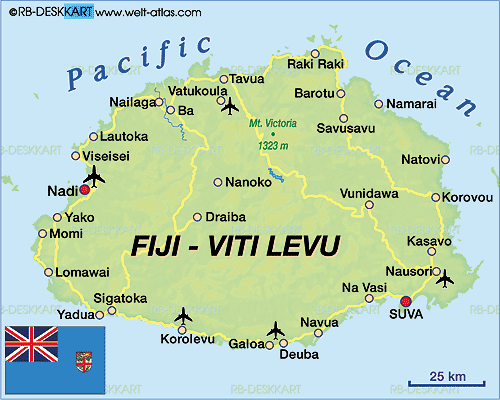 karte 3 353 en Fiji Map