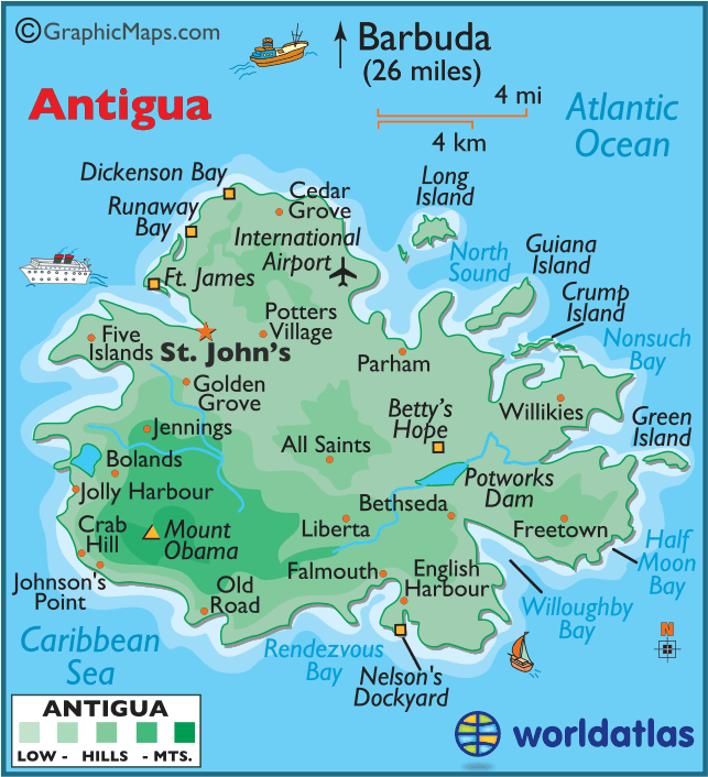 Map of Antigua - ToursMaps.com