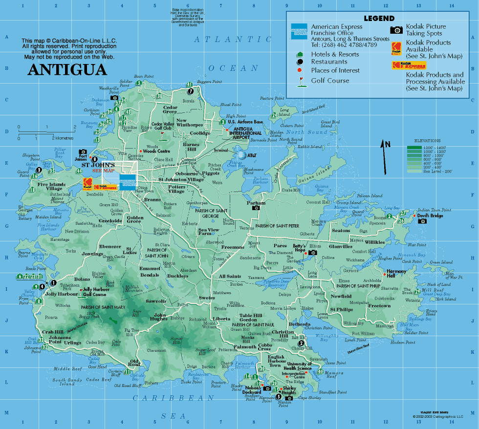 map of antigua 1 Map of Antigua