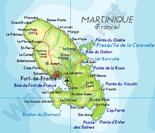 map martinique wannadive world dive atlas Map of MARTINIQUE