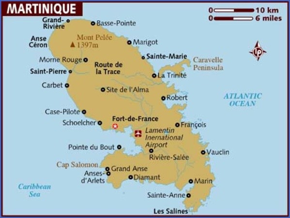 map of martinique Map of MARTINIQUE