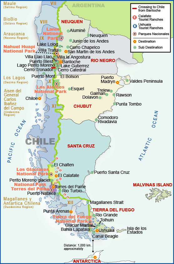 mapa patagonia ing Map of Patagonia