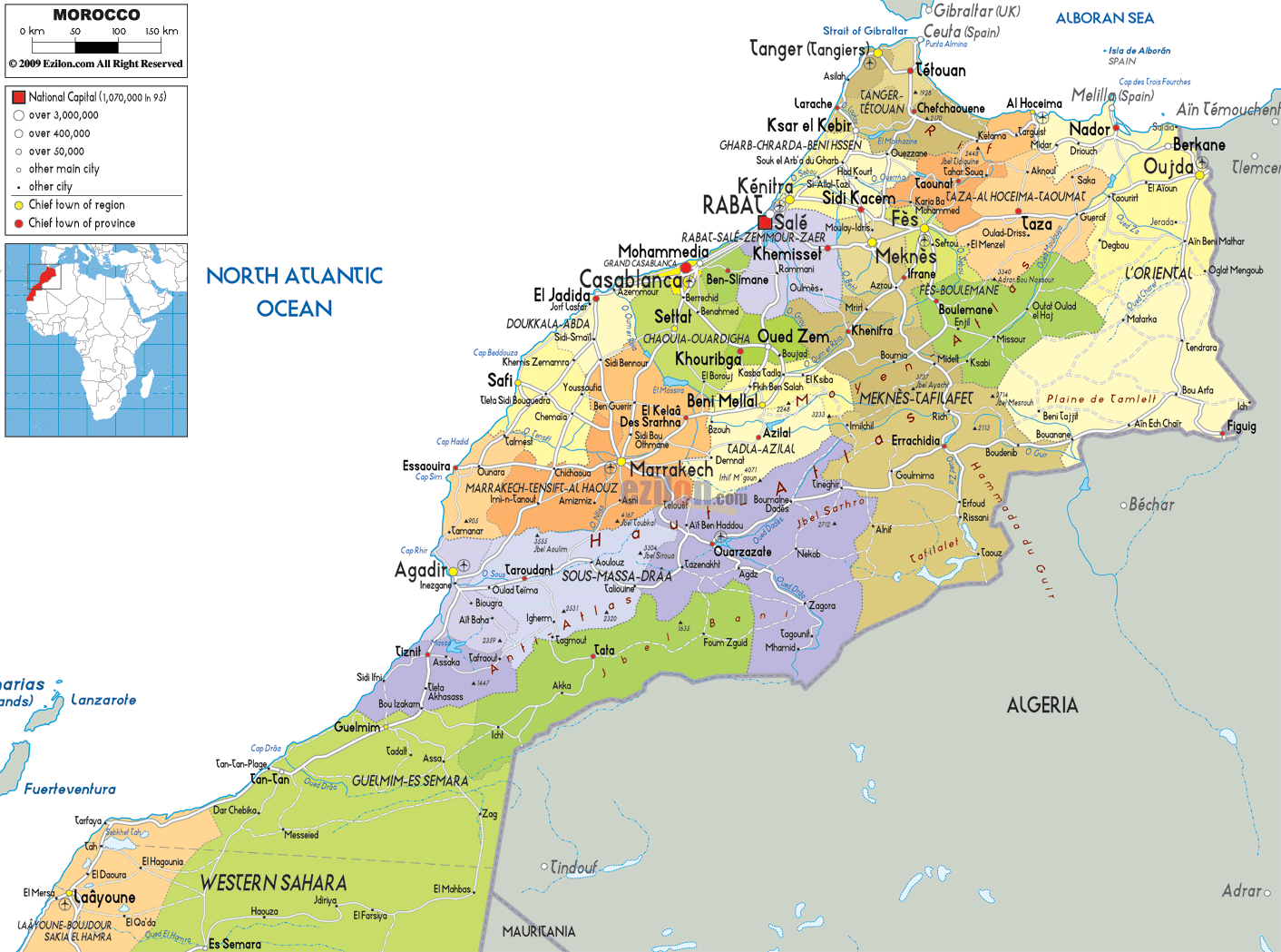 political map of morocco Map of Morocco