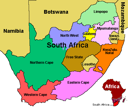 political south africa map Map of South Africa