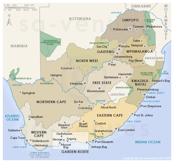 southafrica provinces Map of South Africa