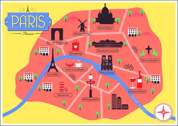 Paris Map Landmarks Paris Landmarks Map