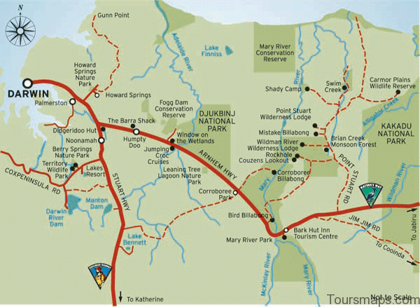 arnhem hwy kakadu map Northern Territory Australia Map and Travel Guide