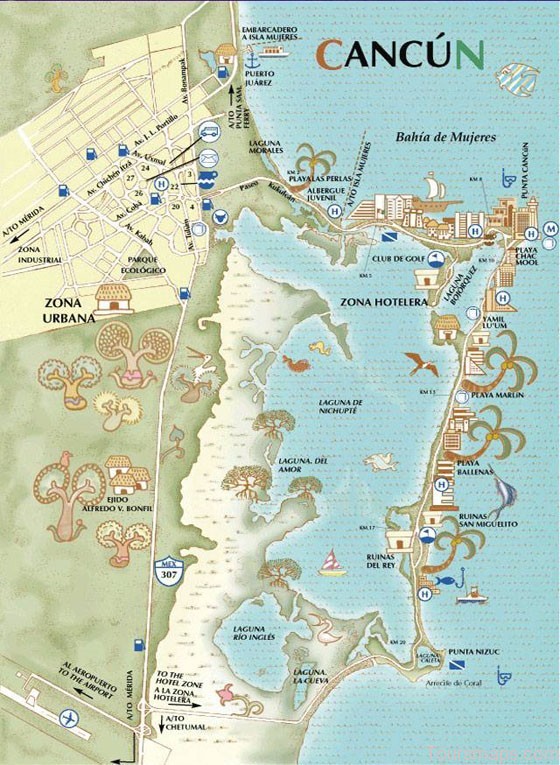 Detailed map of Cancun 2