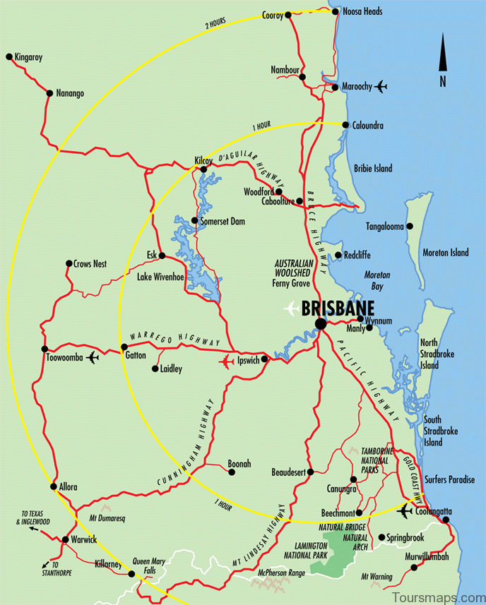 map brisbane distances Moreton Island  Map and Travel Guide