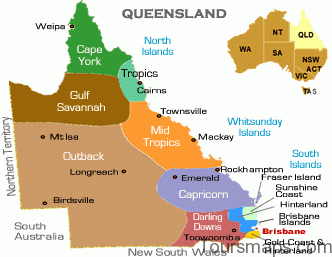 queensland tourist map pictures qld holidays travel tourism information guide 332x257 Queensland Map and Travel Guide