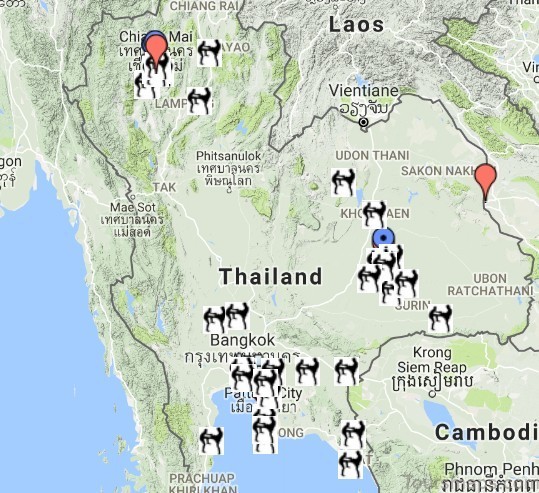 thailand map for muay thai Thailand Map for Muay Thai