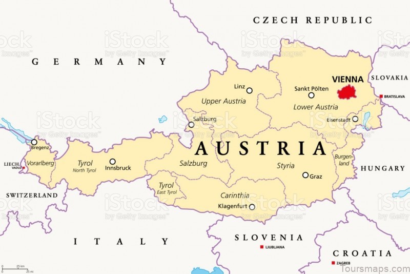 Austria Map Political Google Map Of Vienna Austria Toursmaps Com
