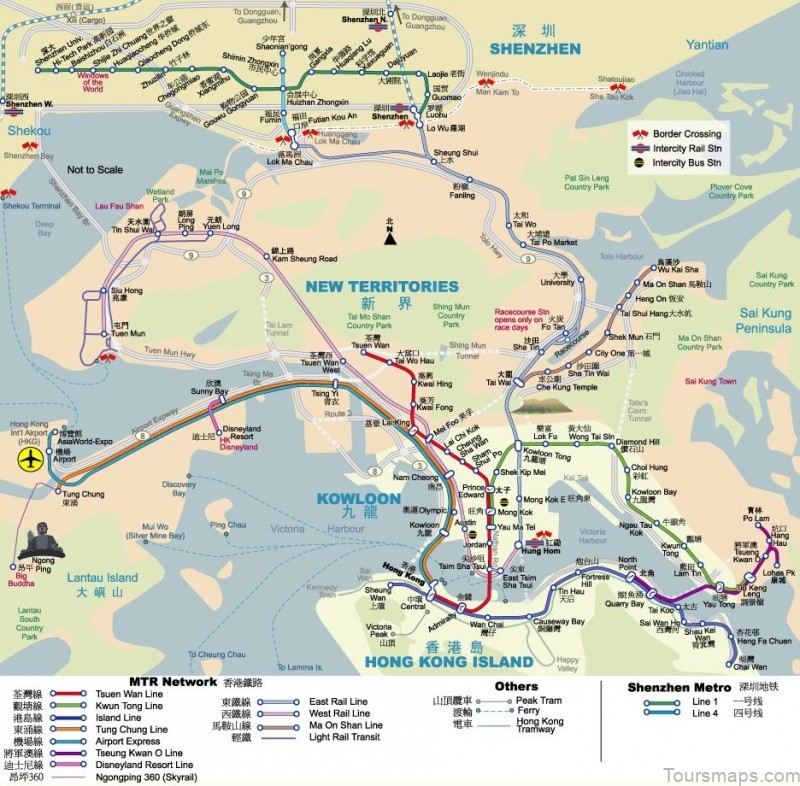 hong kong maps tourist attractions streets subway aberdeen country park