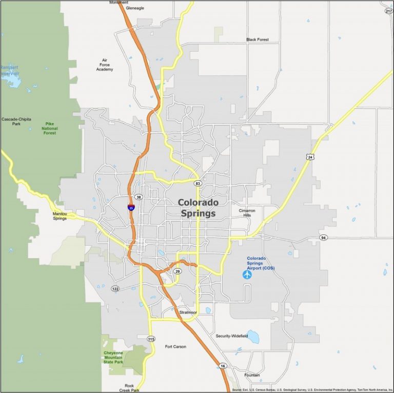 Colorado Springs Map Map of Colorado Springs