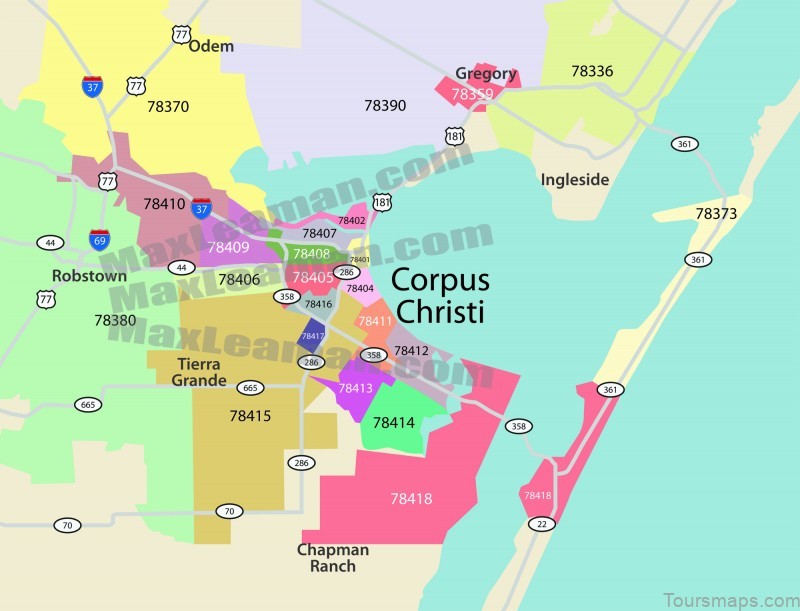 Corpus Christi Zip Code Map