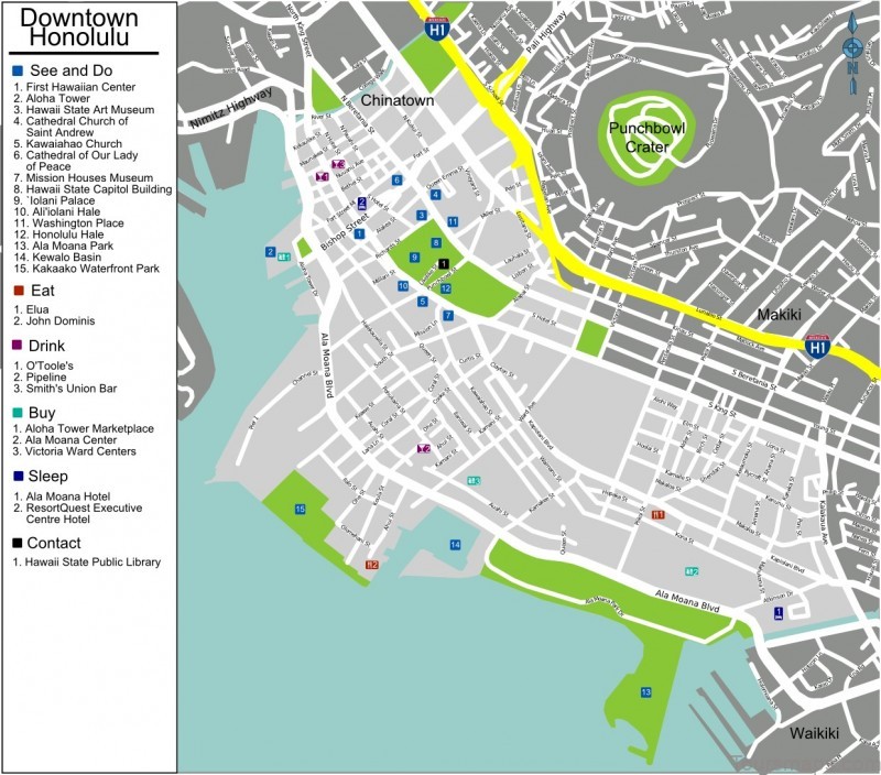 Honolulu downtown map