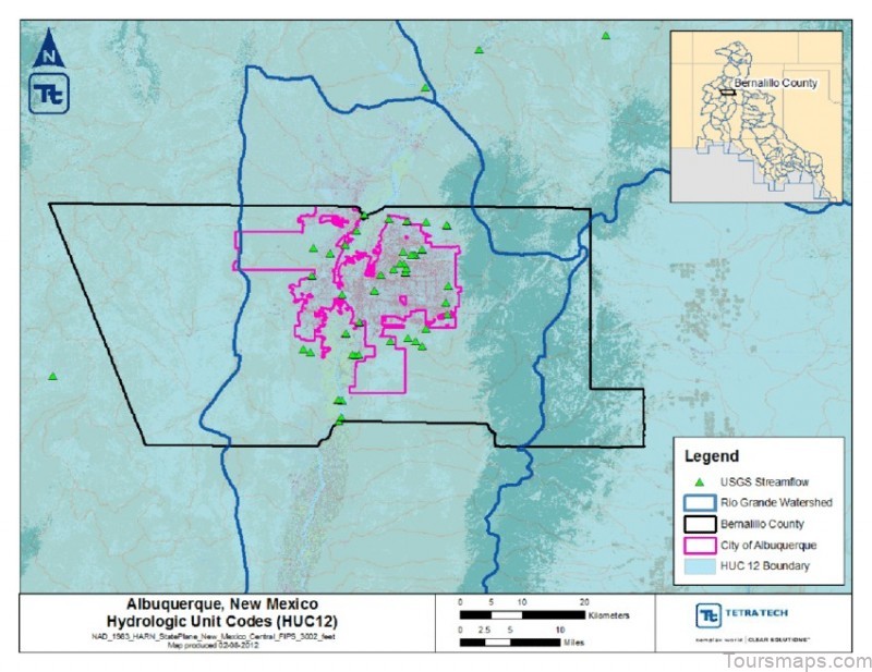 Map of Bernalillo County Albuquerque and the Rio Grande watershed