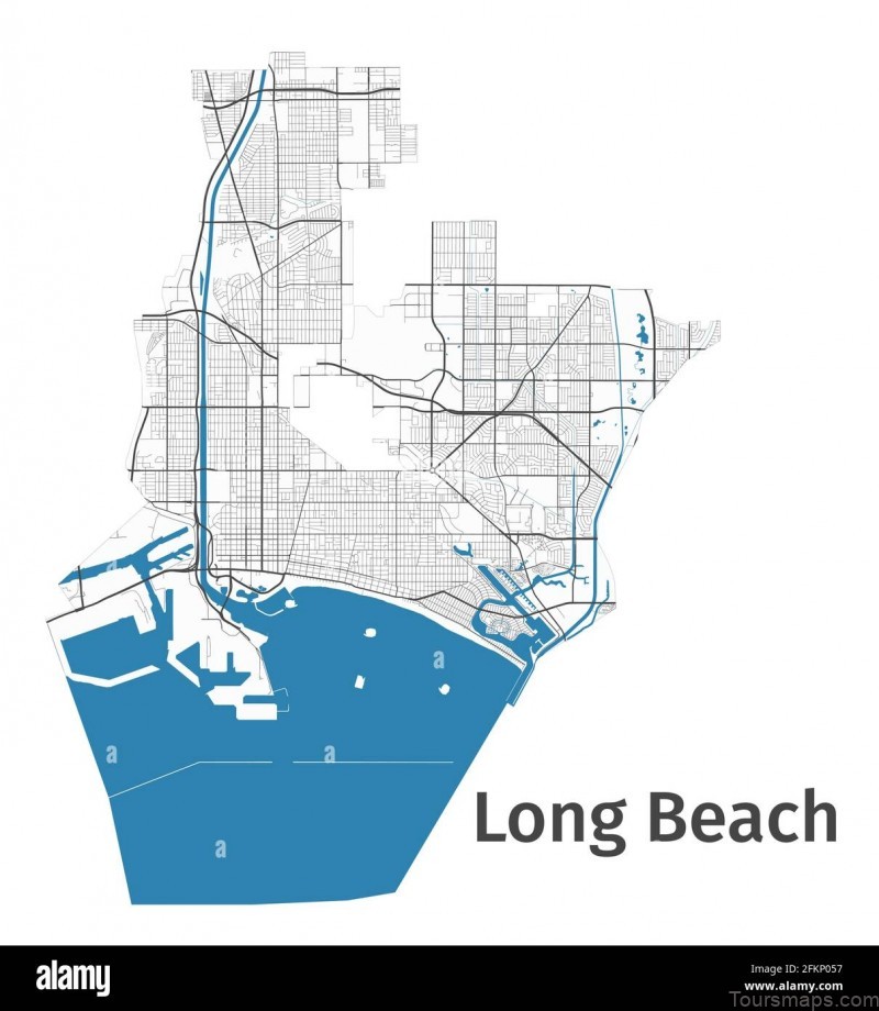 long beach map detailed map of long beach city administrative area cityscape panorama royalty free vector illustration outline map with highways 2FKP057