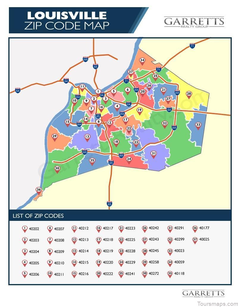 louisville zip code map