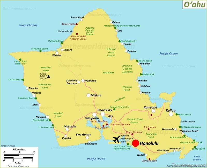 map of oahu