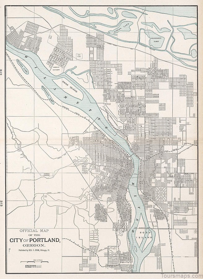 vintage map of portland oregon 1901 cartographyassociates