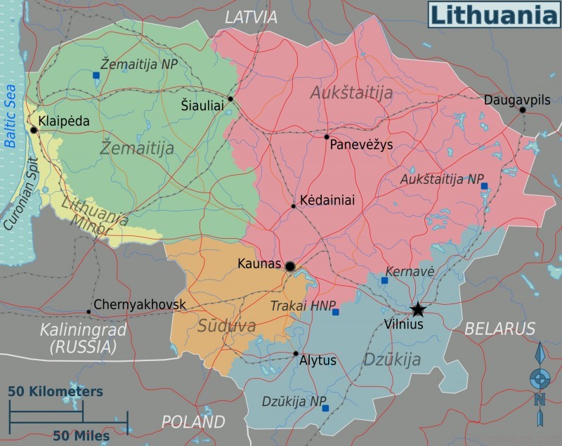 lithuania travel guide for tourists map of lithuania 1