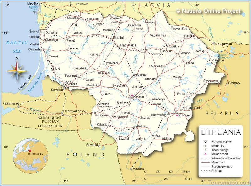 lithuania travel guide for tourists map of lithuania