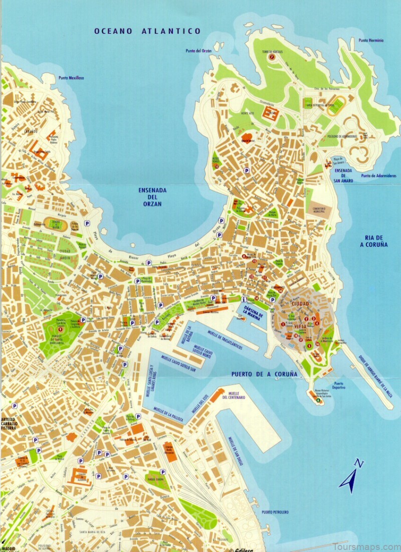 a coruna travel guide for tourist map of a coruna