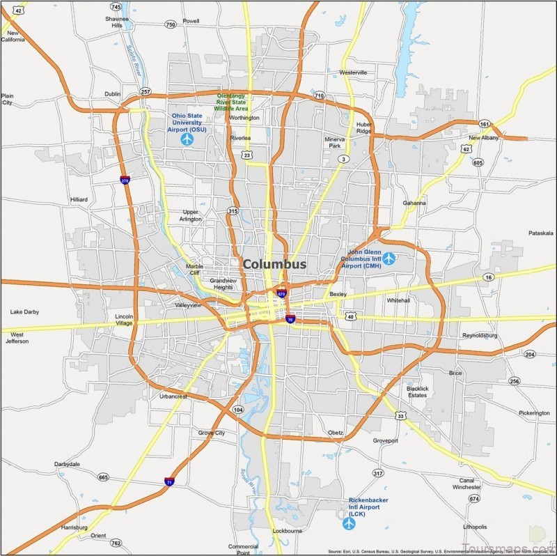 columbus travel guide for tourist map of columbus ohio 2