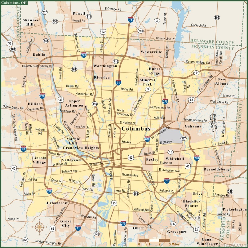 columbus travel guide for tourist map of columbus ohio 3