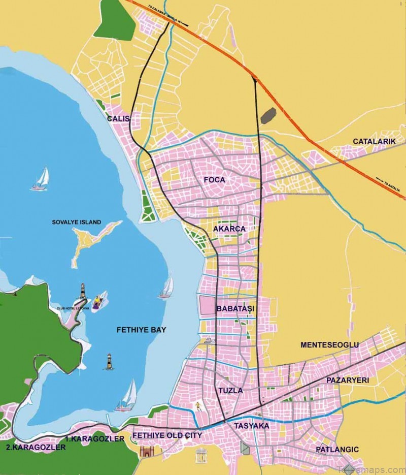 fethiye travel guide map of fethiye