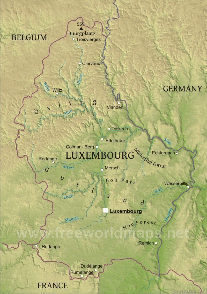 %name Luxembourg Travel Guide for Tourists: Map of Luxembourg