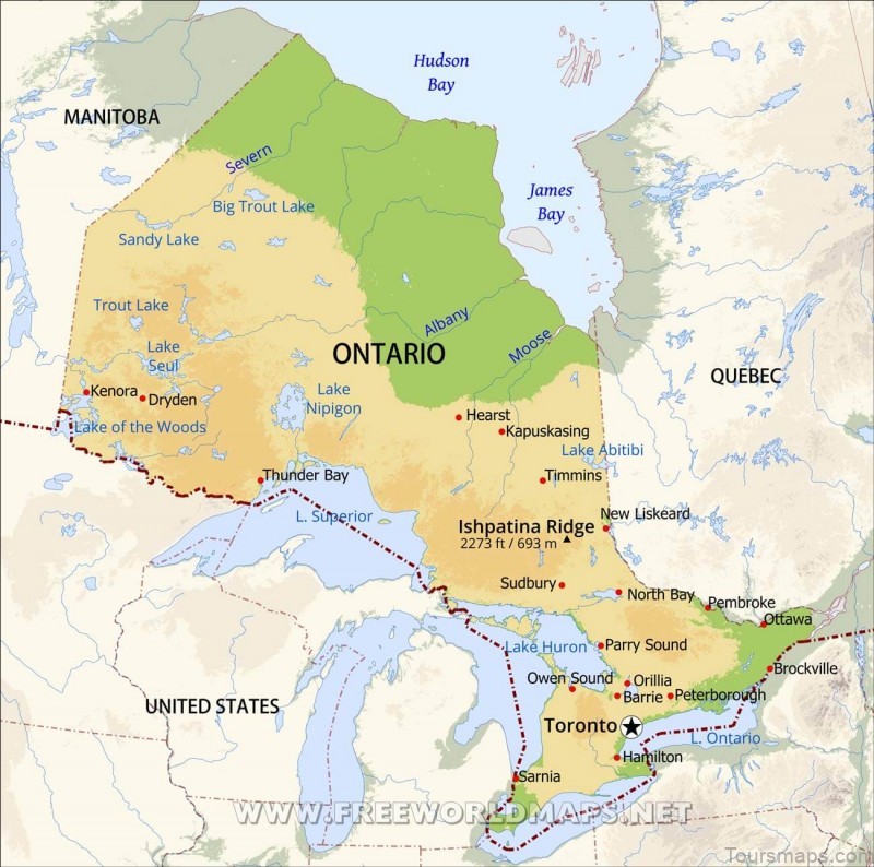 ontario travel guide for tourist map of ontario 2