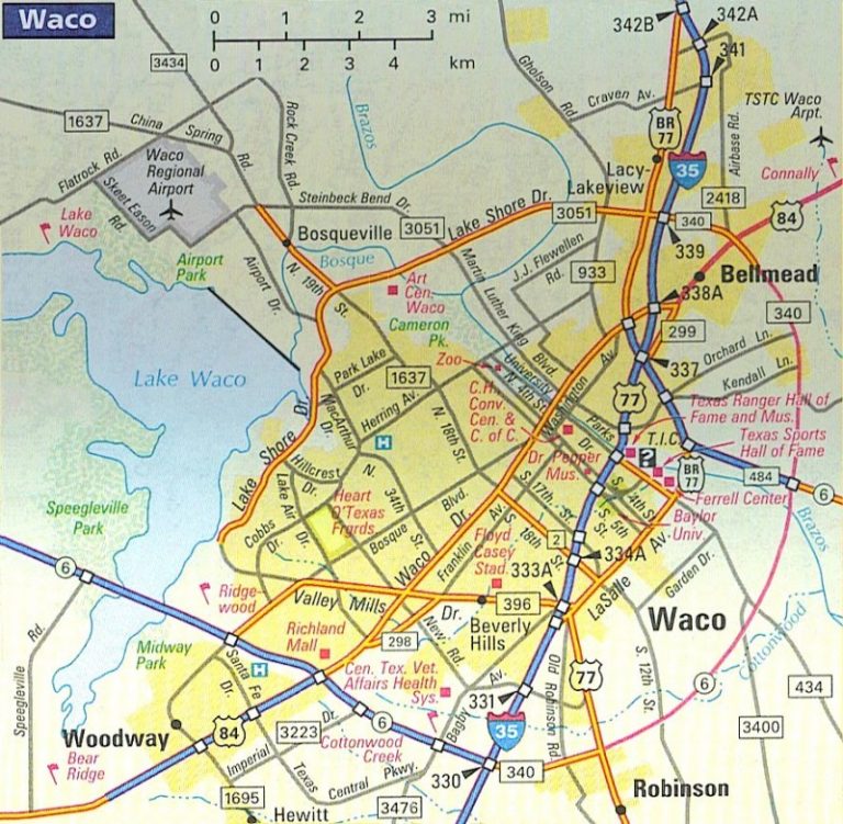 Waco Travel Guide Map