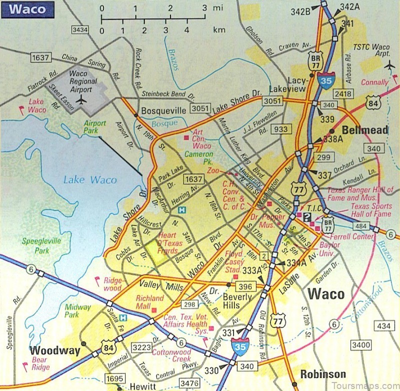 waco travel guide for tourist map of waco 4