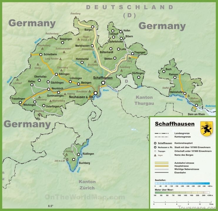 schaffhausen travel guide for tourist map of schaffhausen