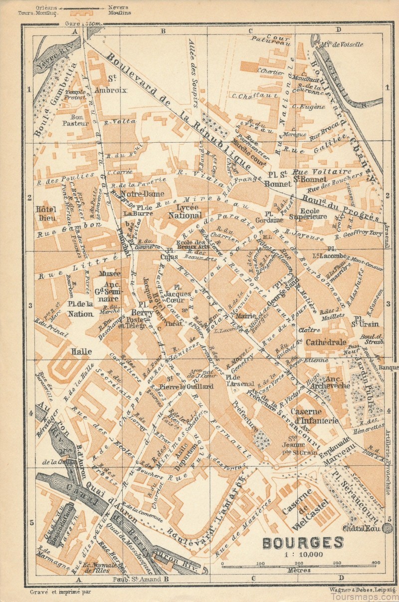 bourges travel guide for tourist map of bourges 3