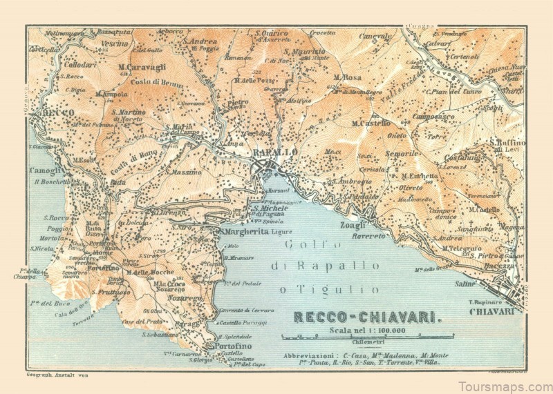 the chiavari travel guide map of chiavari italy