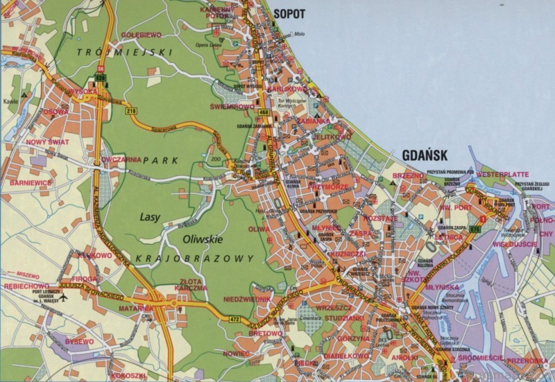 gdansk travel guide for tourist map of gdansk 1