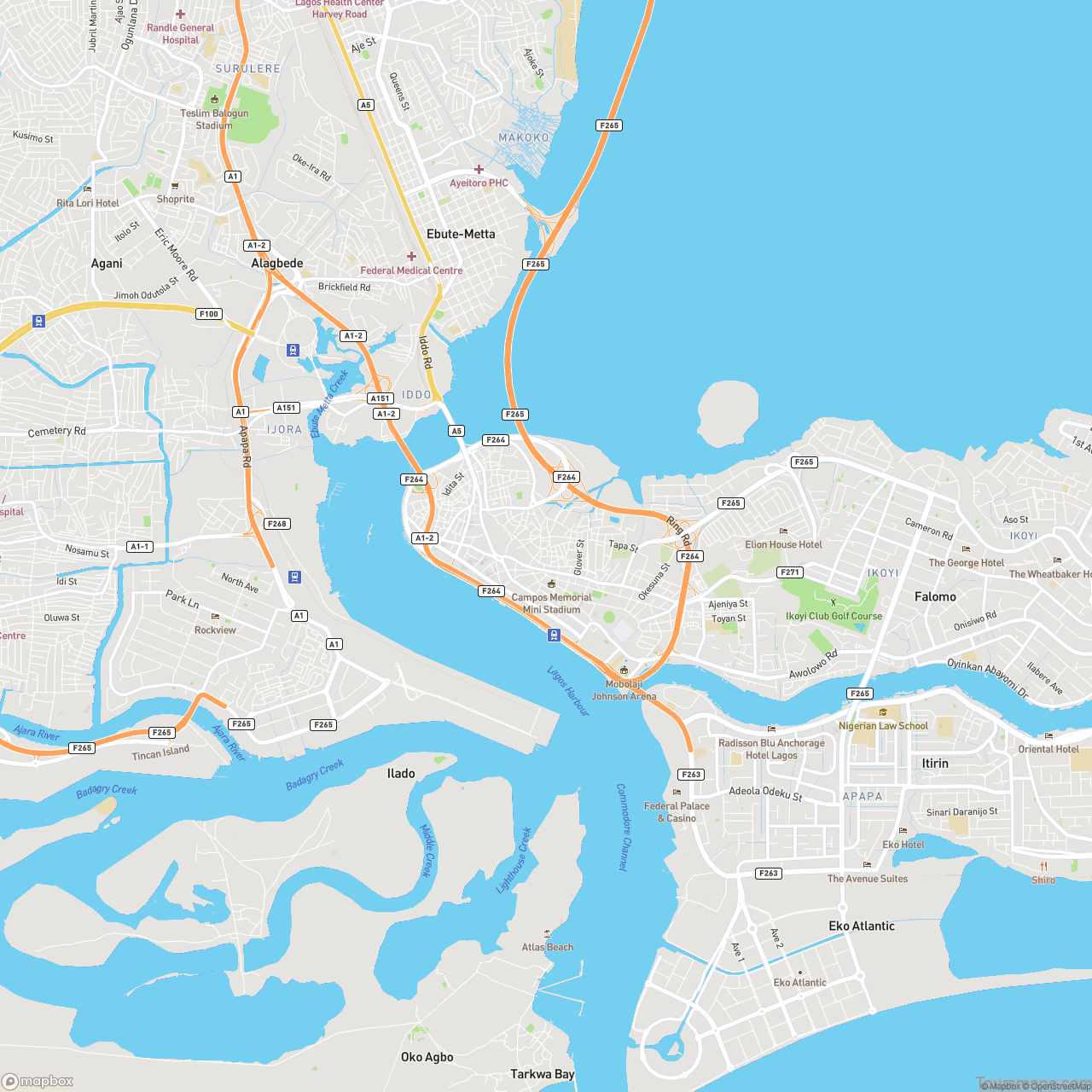 Lagos Nigeria Streets Map