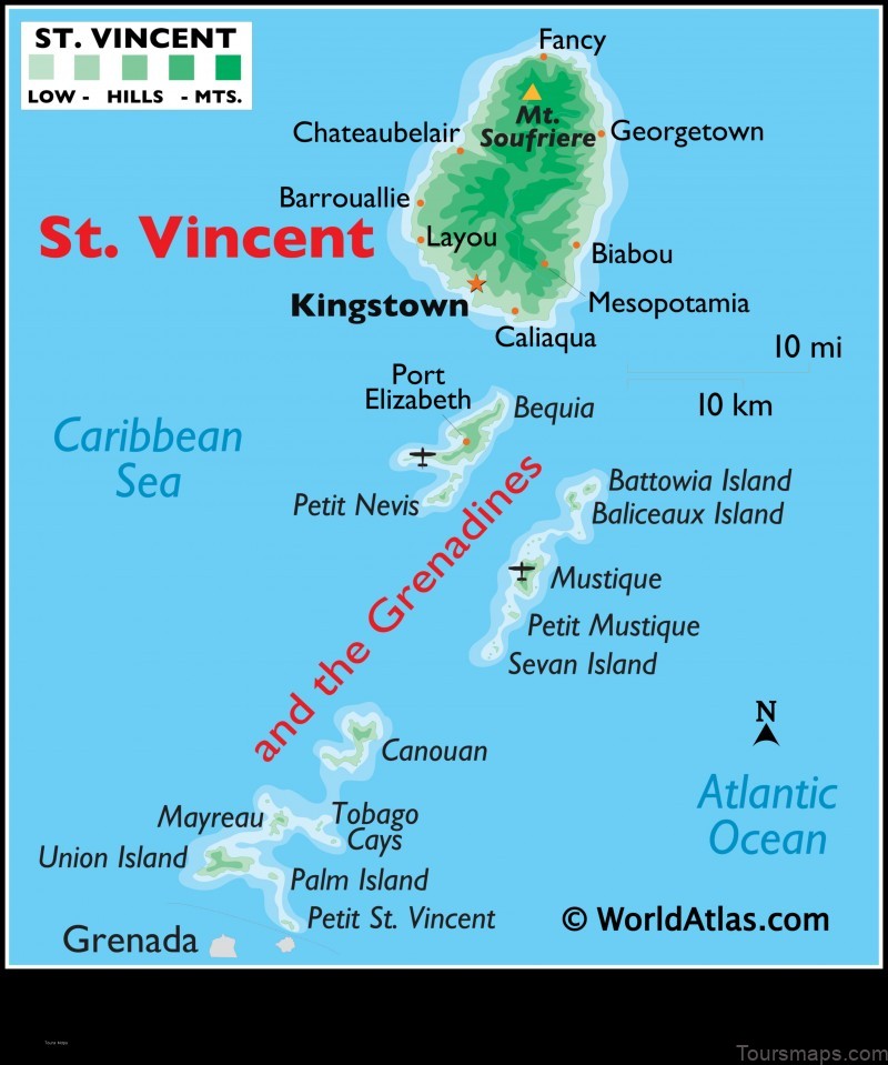 Map of Saint Vincent And The Grenadines: Saint Vincent And The Grenadines Mapped: A Caribbean Journey